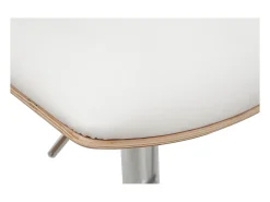 Taburete de cocina de diseño ajustable blanco con tonos de madera blanca PANACH