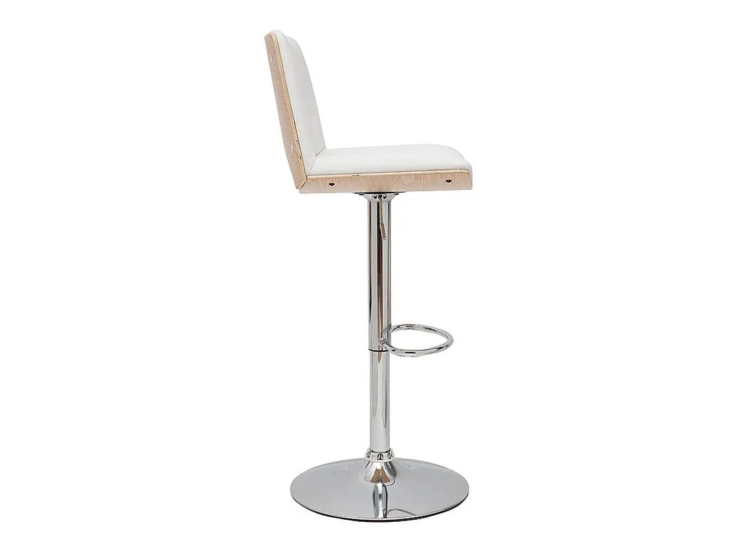 Taburete de cocina de diseño ajustable blanco con tonos de madera blanca PANACH
