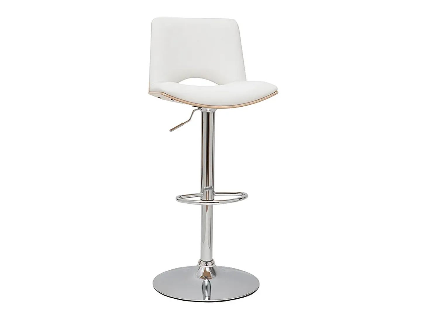 Taburete de cocina de diseño ajustable blanco con tonos de madera blanca PANACH