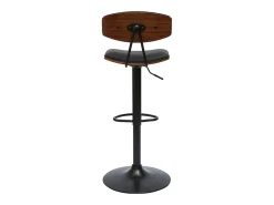 Taburete de cocina de diseño regulable negro con madera oscura VASCO
