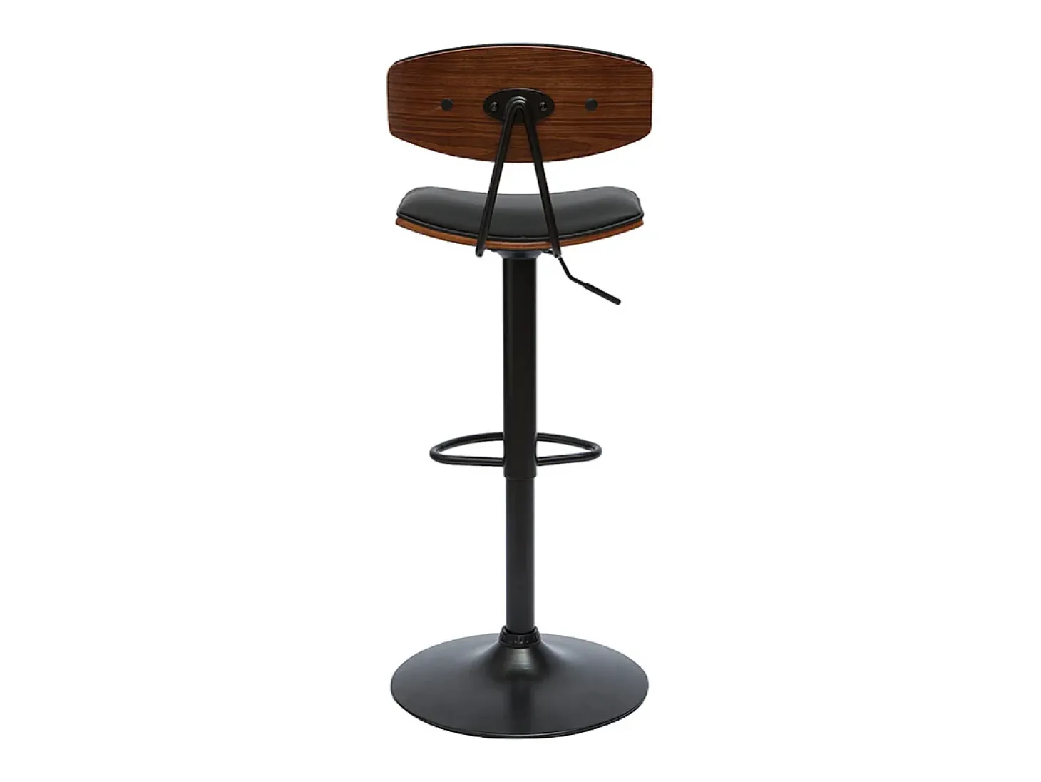 Taburete de cocina de diseño regulable negro con madera oscura VASCO