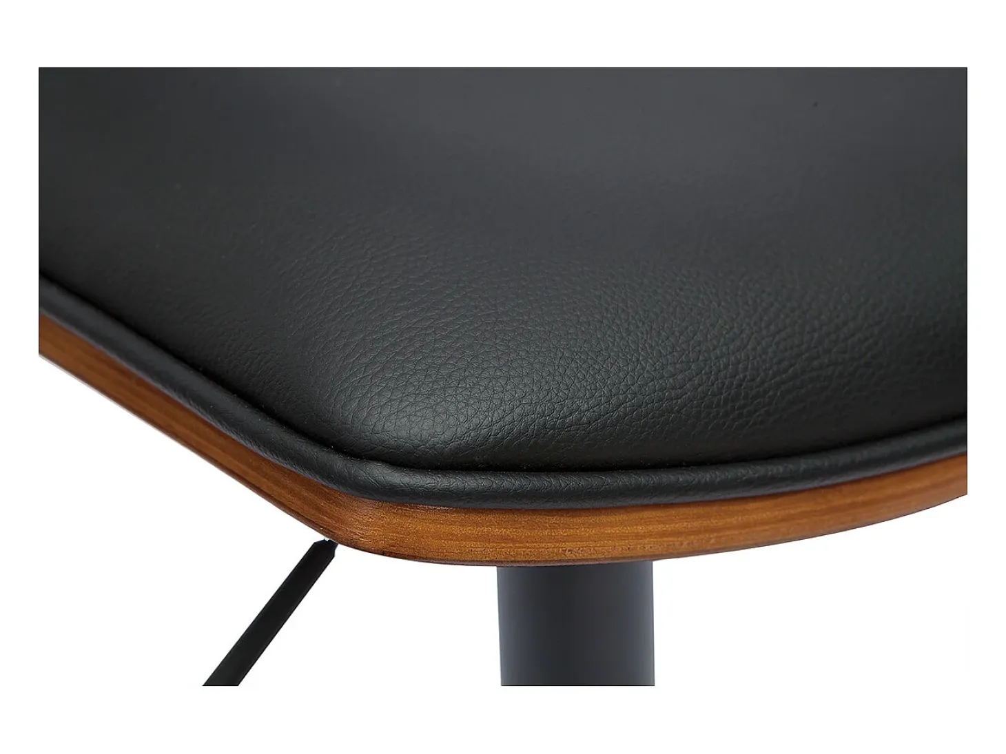 Taburete de cocina de diseño regulable negro con madera oscura VASCO