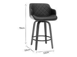 Taburete de cocina de madera oscura y negro 65 cm LUCIEN