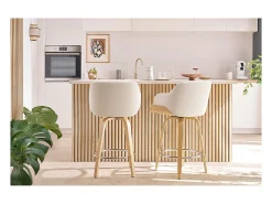 Taburete de cocina de madera oscura y negro 65 cm LUCIEN