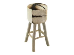 Taburete de cocina de piel de cabra y madera de teca maciza