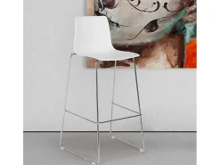 Taburete de Cocina Grand Soleil Design 74 cm Imola Slitta Cromado - Blanco