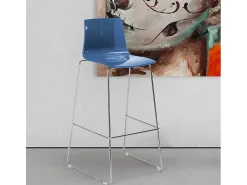 Taburete de Cocina Grand Soleil Design 74 cm Imola Slitta Cromado - Azul Marino