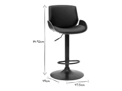 Taburete de cocina regulable negro con madera oscura VESPER