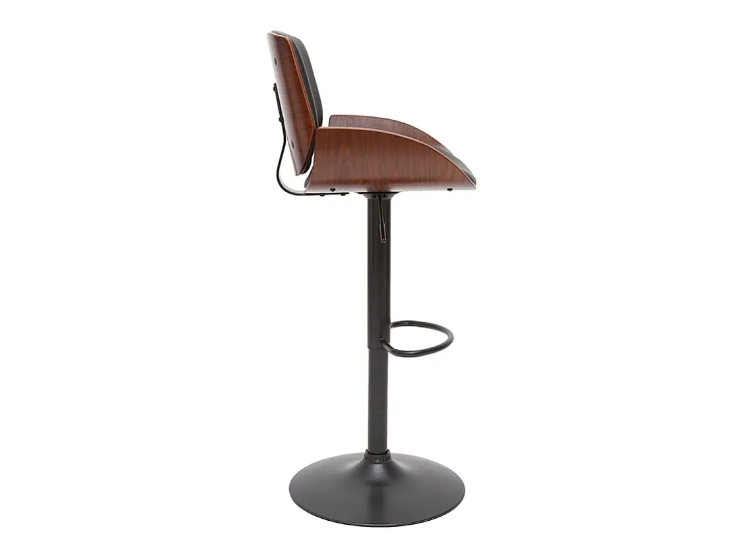 Taburete de cocina regulable negro con madera oscura VESPER