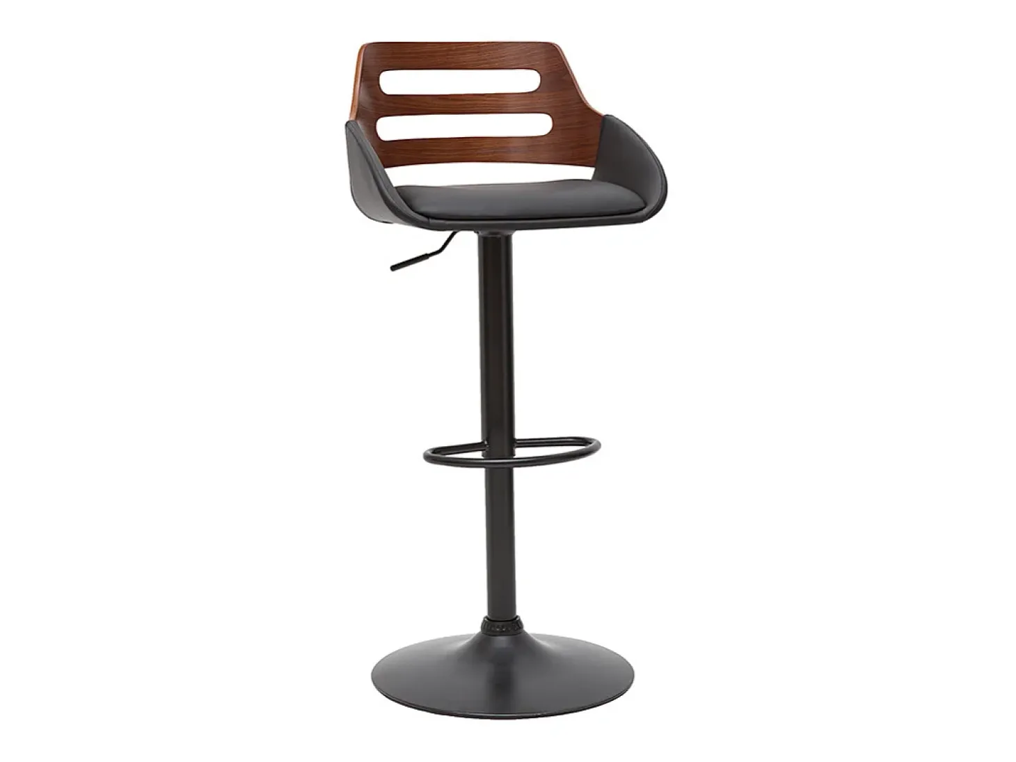 Taburete de cocina regulable de diseño negro y nogal PERNIK