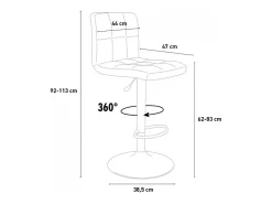 Taburete de cocina y bar alto giratorio ajustable con respaldo Atlanta - Azul Marino