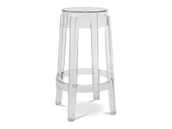 Taburete de diseño LOUIVA en policarbonato transparente - Altura asiento 47, 65 o 75 cm-Transparente-Altura 65 cm