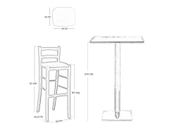 Taburete de madera blanca con asiento de piel sintética azul, h 67 cm desde el suelo hasta el asiento