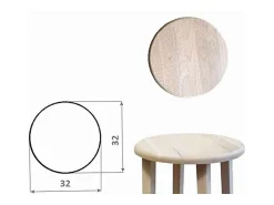 Taburete de madera con asiento redondo h80cm crudo para pintar patas rectas