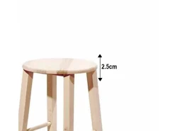 Taburete de madera con asiento redondo h80cm crudo para pintar patas rectas