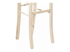 Taburete de madera cruda para pintar, asiento de paja, altura 80 cm, con respaldo