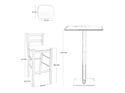 Taburete de madera de nogal claro con respaldo h 66cm y asiento de polipiel gris tórtola.