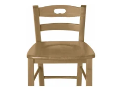 Taburete de madera h66cm con respaldo con asa y asiento en nogal macizo claro