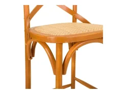 Taburete De Madera Y Asiento De Ratan