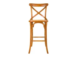 Taburete De Madera Y Asiento De Ratan