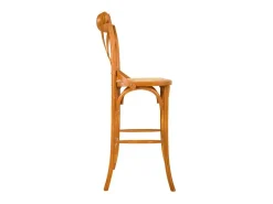 Taburete De Madera Y Asiento De Ratan