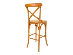 Taburete De Madera Y Asiento De Ratan