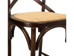 Taburete De Madera Y Asiento De Ratan