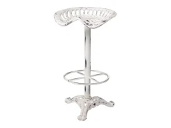 Taburete De Madera Y Metal Lacado En Blanco