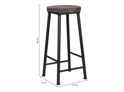 Taburete de madera y metal, marrón