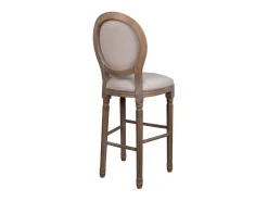 Taburete De Madera Y Tapizado Crema