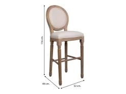 Taburete De Madera Y Tapizado Crema