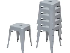 Taburete de metal MCW-A73 (juego de 6), gris