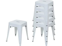 Taburete de metal MCW-A73 (juego de 6), blanco
