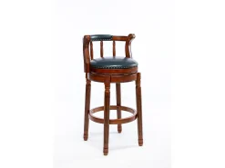Taburete giratorio de bar - Asiento de piel azul - Color nogal 54,8 x 54,8 x 66 cm