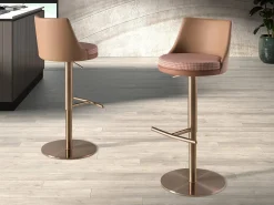 Taburete giratorio tela marrón terracota y beige y polipiel marrón 4229 ANGEL CERDA