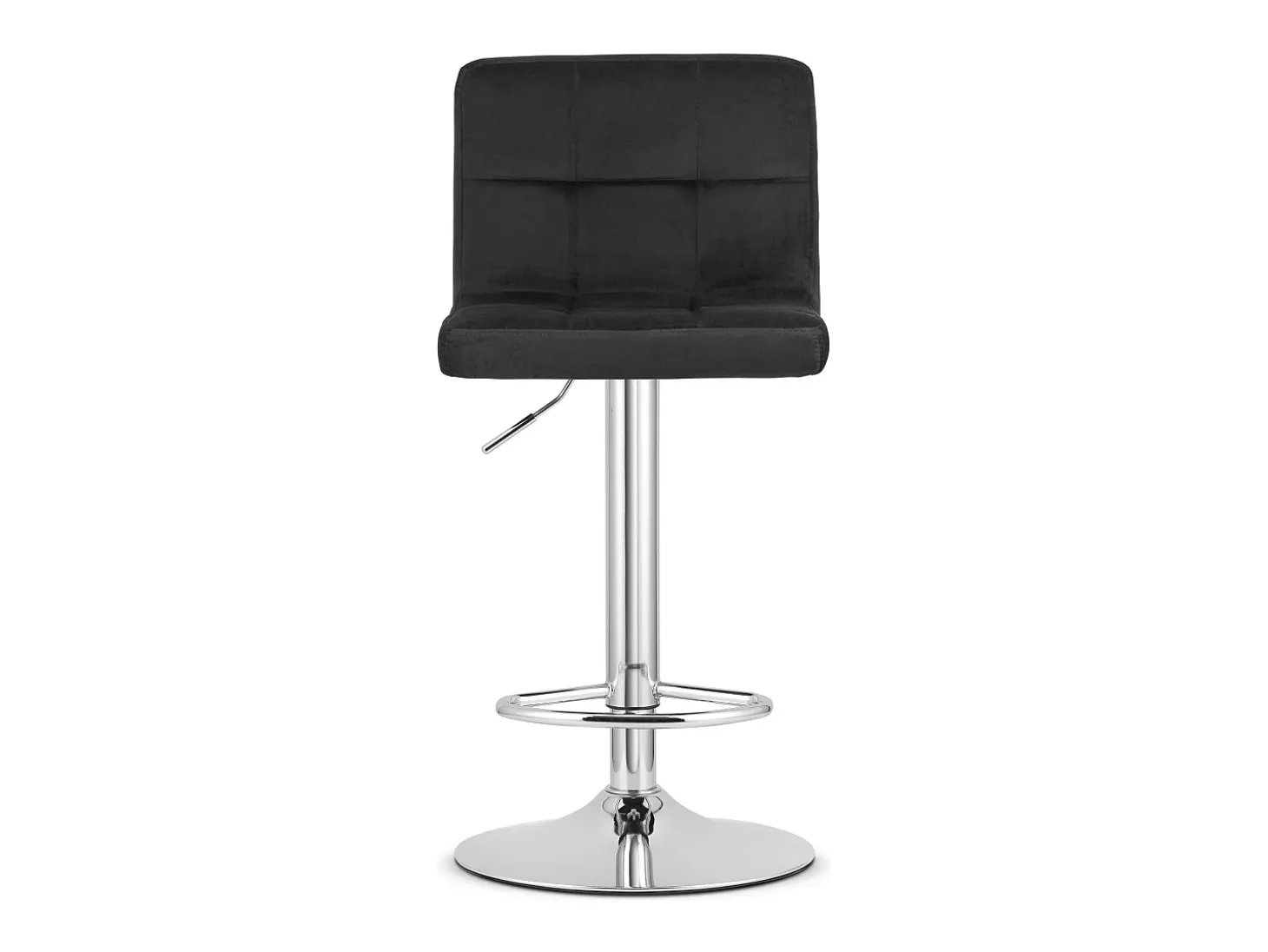 Taburete giratorio Valora HAXU, terciopelo negro, base cromada