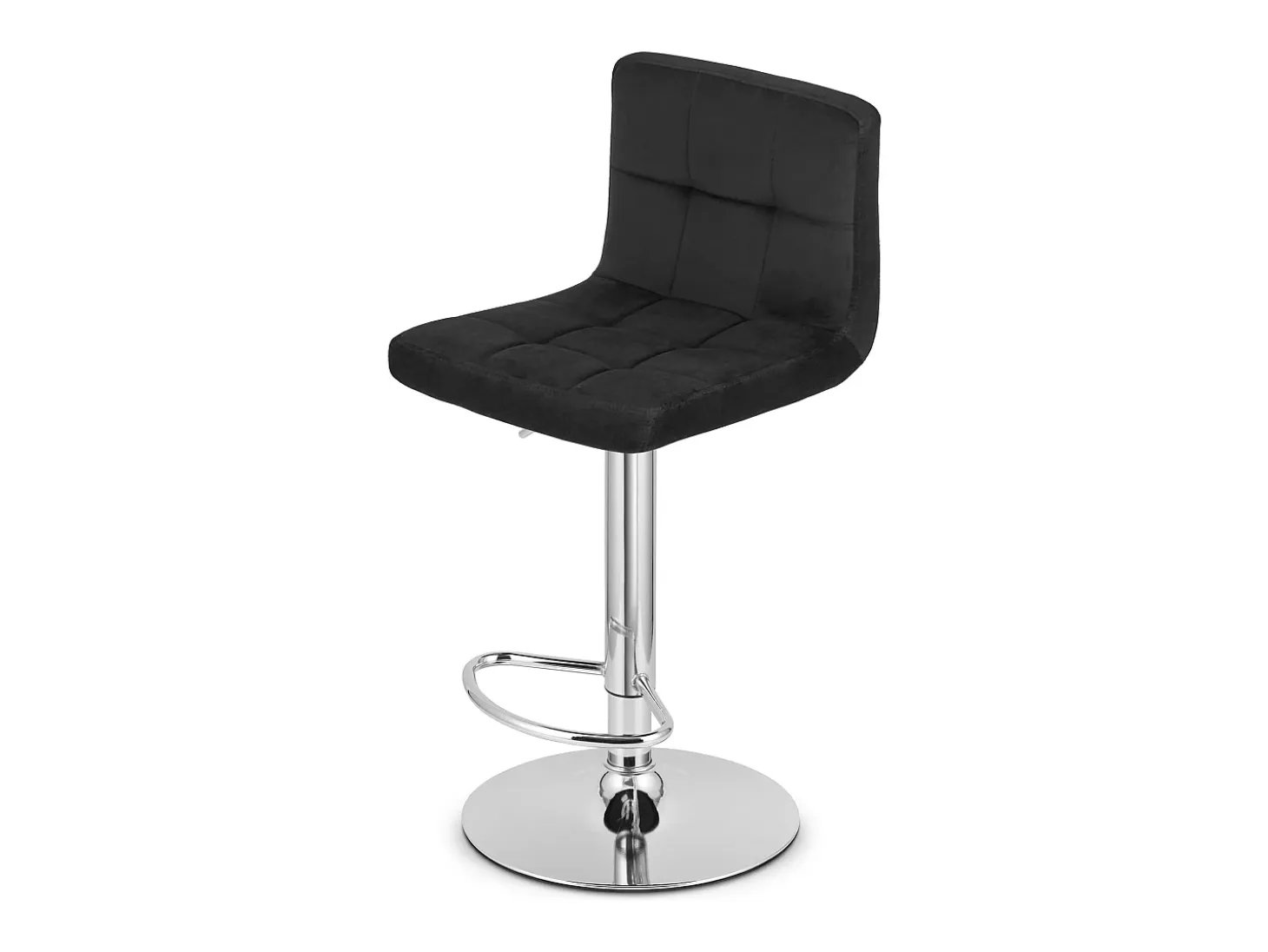 Taburete giratorio Valora HAXU, terciopelo negro, base cromada