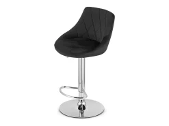 Taburete giratorio Valora DAKA, terciopelo negro, base cromada