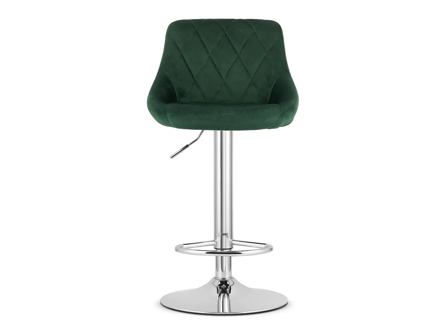 Taburete giratorio Valora DAKA, color verde terciopelo, base cromada