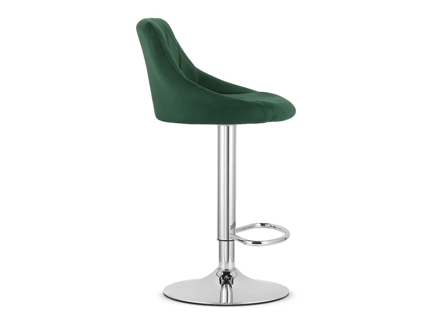 Taburete giratorio Valora DAKA, color verde terciopelo, base cromada