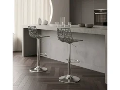 Taburete Grand Soleil SPIDER para cafetería bar cocina alto fijo giratorio reposapiés regulable - Gris