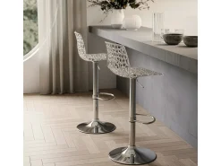 Taburete Grand Soleil SPIDER para cafetería bar cocina alto fijo giratorio reposapiés regulable - Transparente