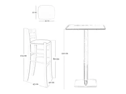 Taburete H80 en madera de nogal claro con asa y asiento acolchado en polipiel marrón