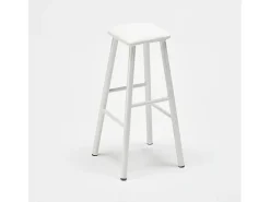 Taburete industrial de metal con cojín de polipiel Hardness - Blanco