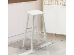 Taburete industrial de metal con cojín de polipiel Hardness - Blanco