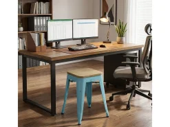 taburete industrial metal bar cocina madera steel rocket wood - Azul
