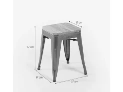 taburete industrial metal bar cocina madera steel rocket wood - Blanco