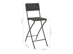 Taburete jardín plegable 2 uds HDPE acero marrón look ratán