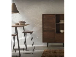 Taburete madera de acacia con patas metálicas negras