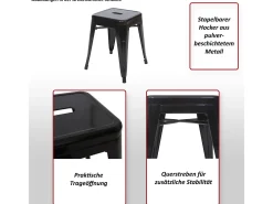Taburete MCW-A73 (set de 2), gris